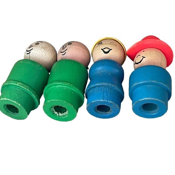 Vintage Fisher-Price Little People All Wood Lady Girl Man Cowboy 7 Piece Bundle - Picture 14 of 16